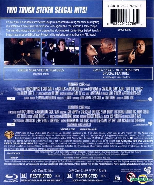 YESASIA: Under Siege (1992) / Under Siege 2: Dark Terntory (1995) (Blu ...