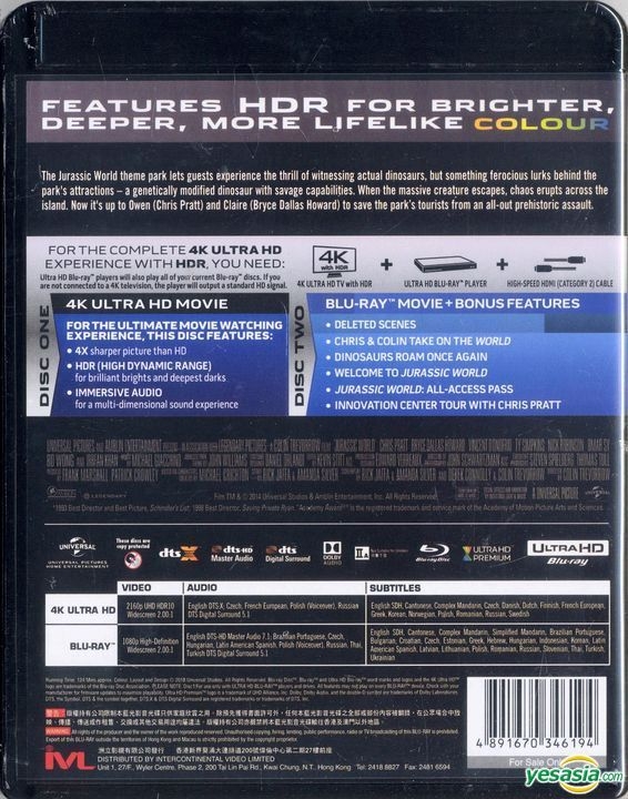 YESASIA: Jurassic World (2015) (4K Ultra HD + Blu-ray) (Hong Kong ...