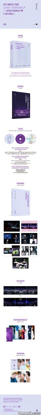 BTS WORLD TOUR 'LOVE YOURSELF : SPEAK YOURSELF' [THE FINAL] (DVD) (3-Disc + Photobook + Fold Poster + Photo Bookmark Set + Photo Card) (Korea Version)
